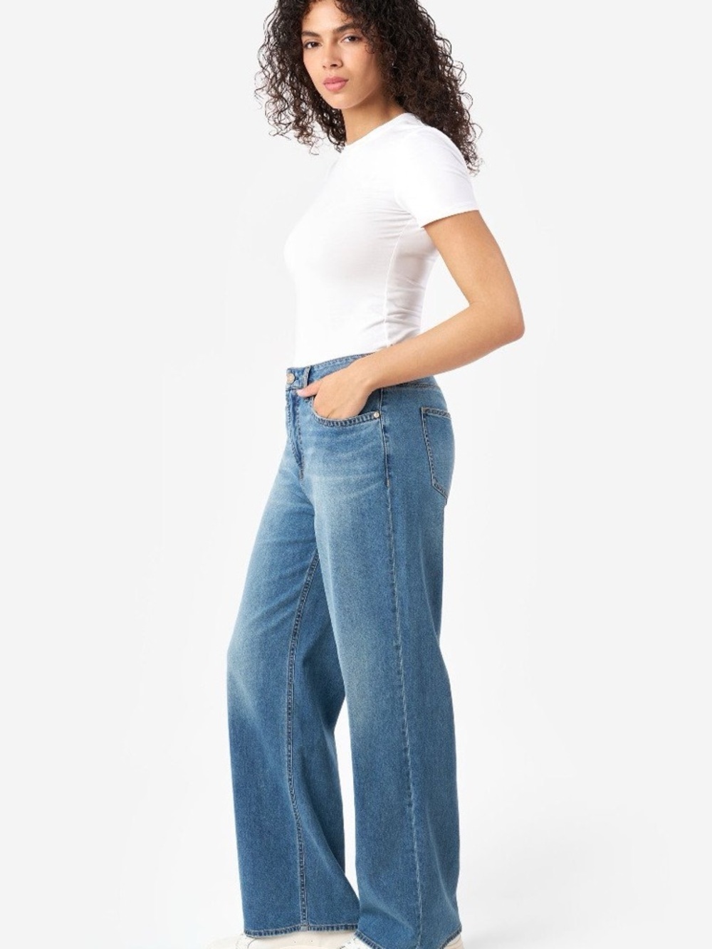 Seven7 Featherlight Straight Wide Leg Jeans in Size 12 Blue Denim - Picture 6 of 16